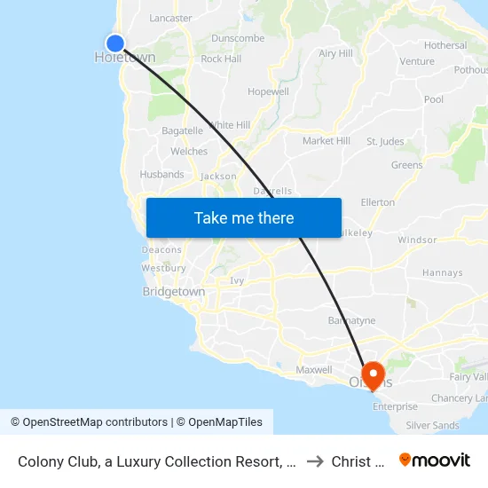Colony Club, a Luxury Collection Resort, Barbados, Saint James to Christ Church map