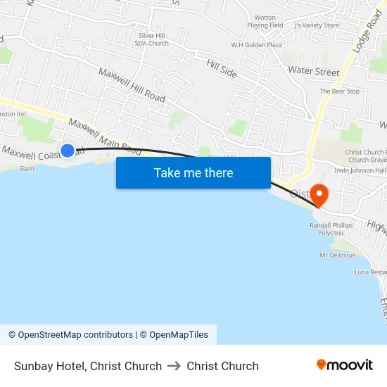 Sunbay Hotel, Christ Church to Christ Church map