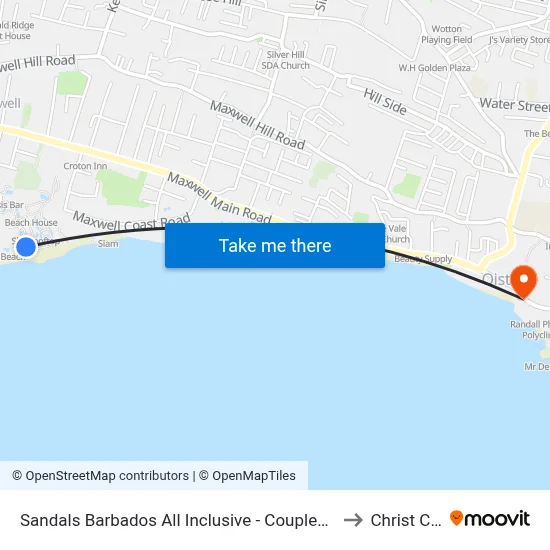 Sandals Barbados All Inclusive - Couples Only, Christ Church to Christ Church map
