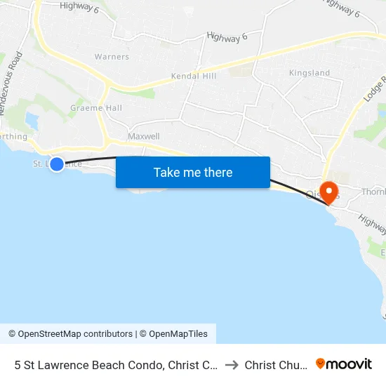 5 St Lawrence Beach Condo, Christ Church to Christ Church map