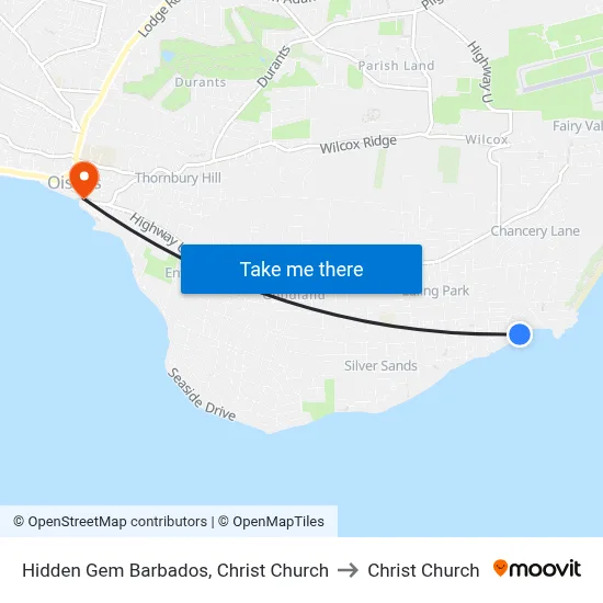 Hidden Gem Barbados, Christ Church to Christ Church map