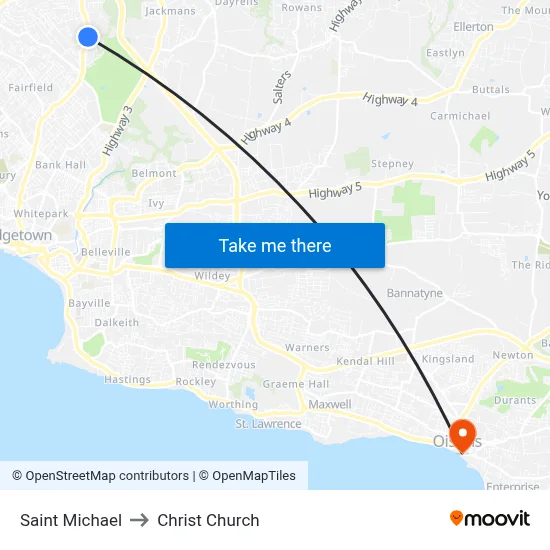 Saint Michael to Christ Church map