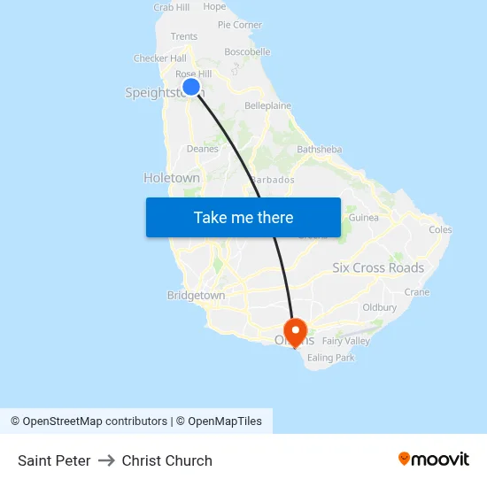 Saint Peter to Christ Church map