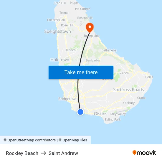 Rockley Beach to Saint Andrew map