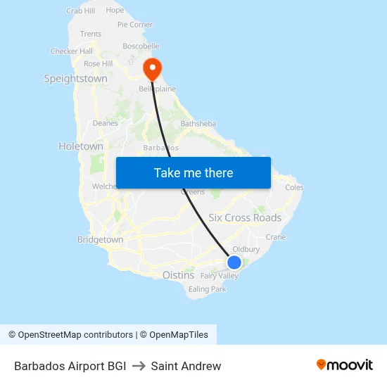 Barbados Airport BGI to Saint Andrew map
