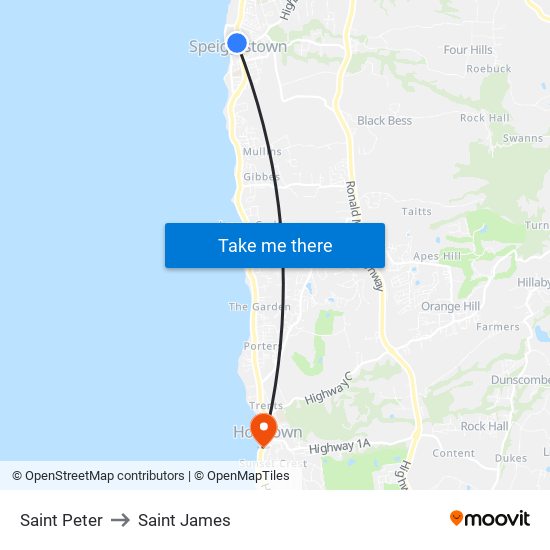 Saint Peter to Saint James map