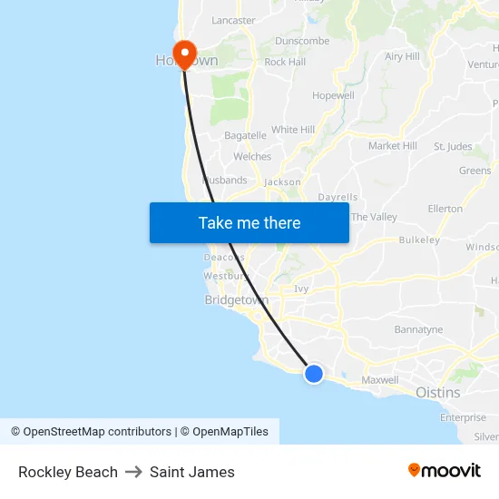 Rockley Beach to Saint James map