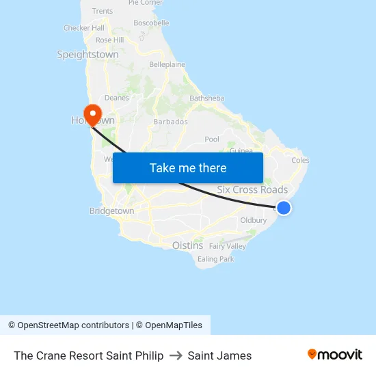 The Crane Resort Saint Philip to Saint James map