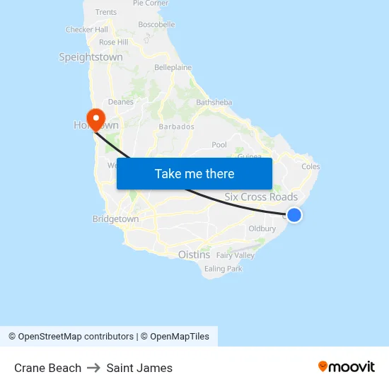 Crane Beach to Saint James map