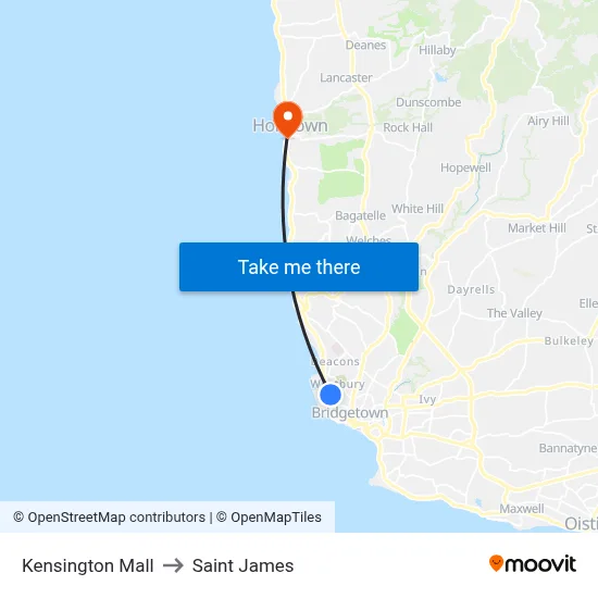 Kensington Mall to Saint James map