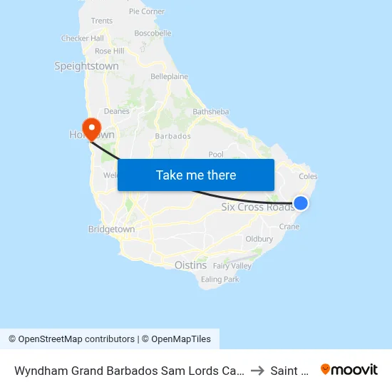 Wyndham Grand Barbados Sam Lords Castle All Inclusive Resort to Saint James map
