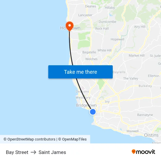 Bay Street to Saint James map