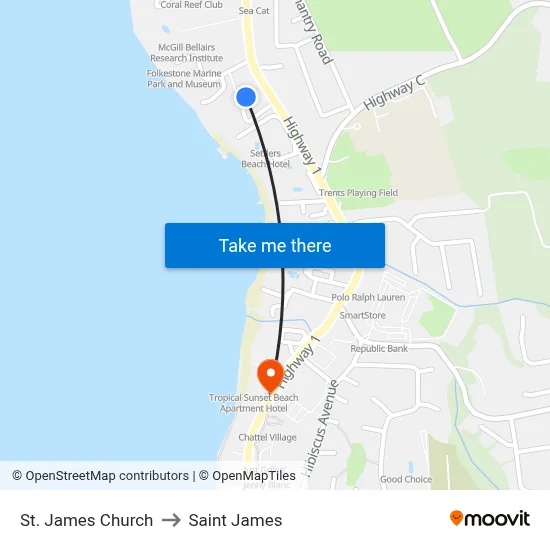 St. James Church to Saint James map