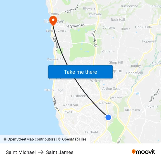 Saint Michael to Saint James map