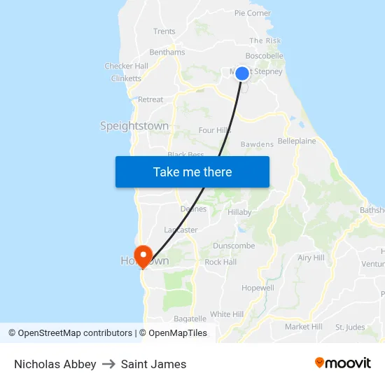 Nicholas Abbey to Saint James map