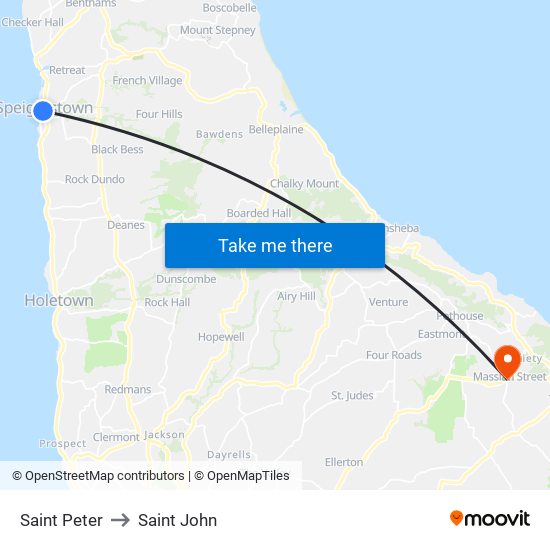 Saint Peter to Saint John map