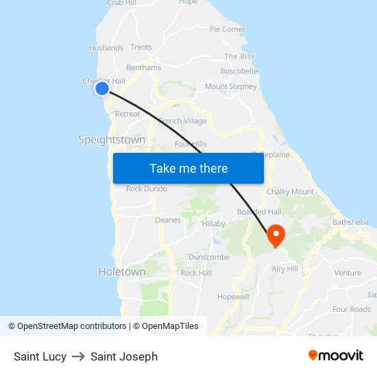 Saint Lucy to Saint Joseph map