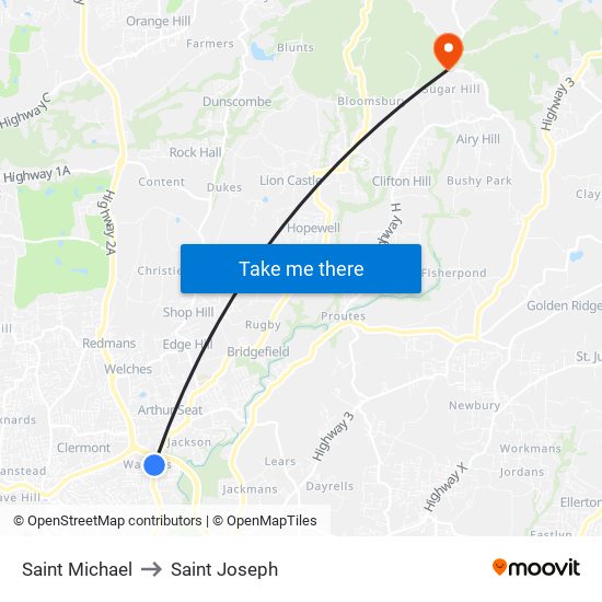 Saint Michael to Saint Joseph map