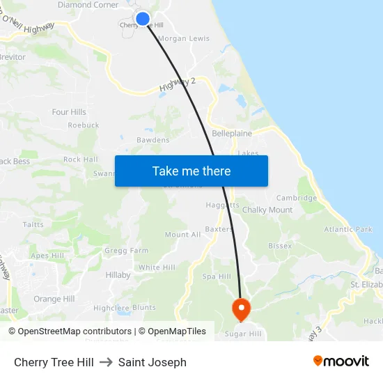 Cherry Tree Hill to Saint Joseph map