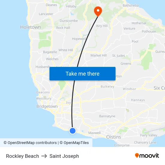 Rockley Beach to Saint Joseph map