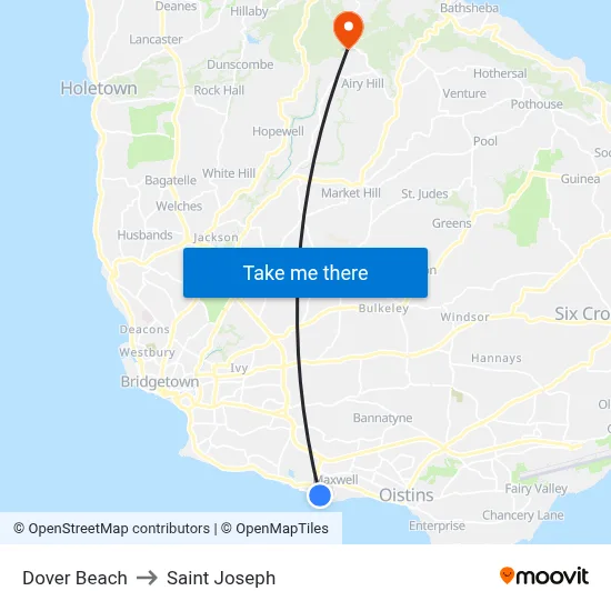 Dover Beach to Saint Joseph map