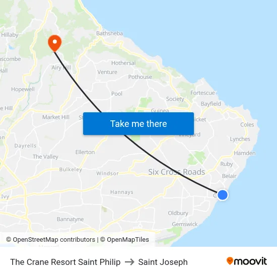 The Crane Resort Saint Philip to Saint Joseph map