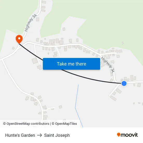 Hunte's Garden to Saint Joseph map
