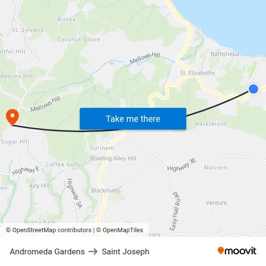 Andromeda Gardens to Saint Joseph map