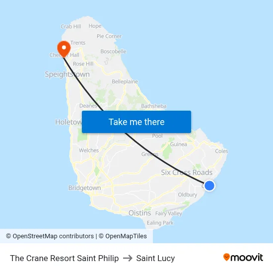 The Crane Resort Saint Philip to Saint Lucy map
