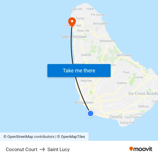 Coconut Court to Saint Lucy map