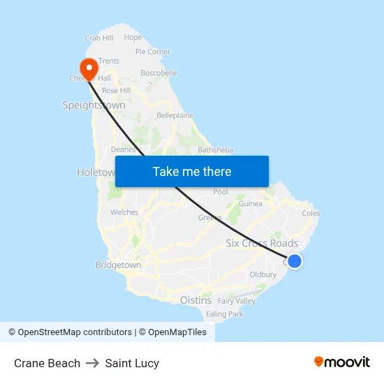 Crane Beach to Saint Lucy map