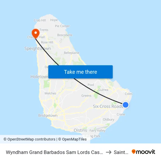 Wyndham Grand Barbados Sam Lords Castle All Inclusive Resort to Saint Lucy map