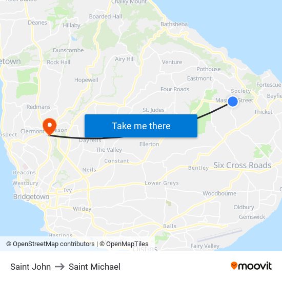 Saint John to Saint Michael map