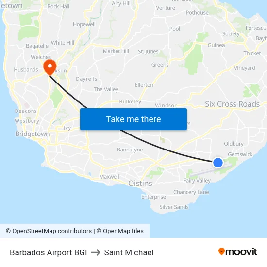 Barbados Airport BGI to Saint Michael map