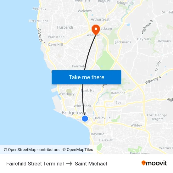 Fairchild Street Terminal to Saint Michael map