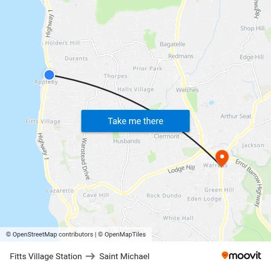 Fitts Village Station to Saint Michael map