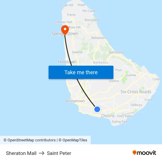 Sheraton Mall to Saint Peter map