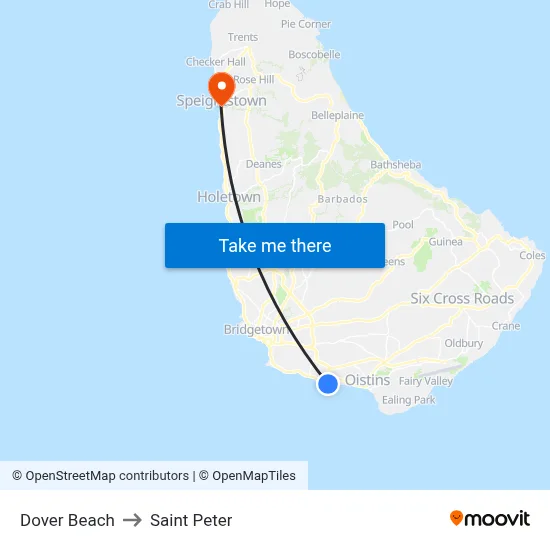 Dover Beach to Saint Peter map
