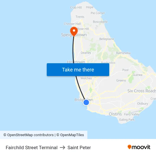 Fairchild Street Terminal to Saint Peter map