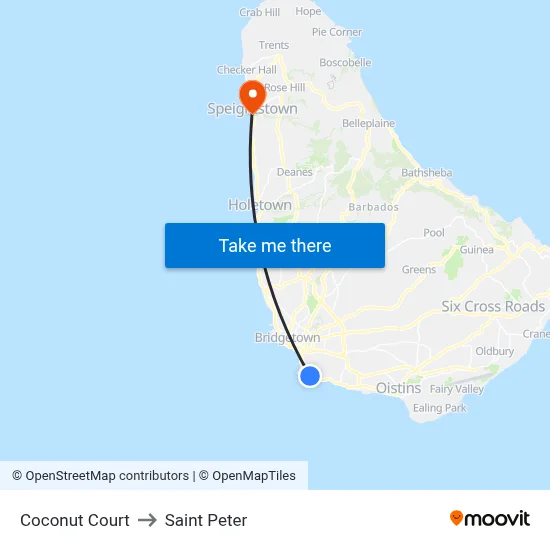 Coconut Court to Saint Peter map
