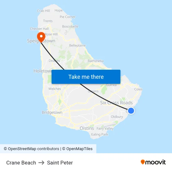 Crane Beach to Saint Peter map