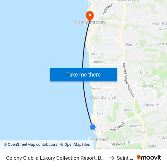 Colony Club, a Luxury Collection Resort, Barbados, Saint James to Saint Peter map