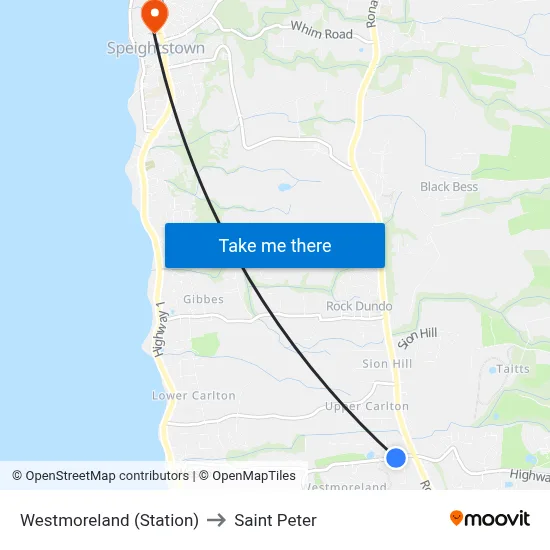 Westmoreland (Station) to Saint Peter map
