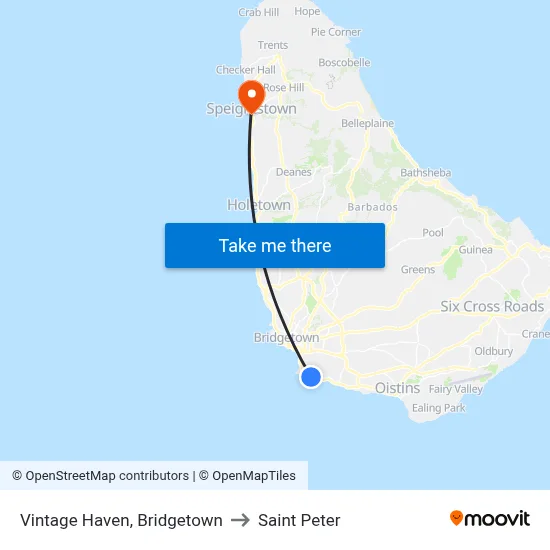 Vintage Haven, Bridgetown to Saint Peter map