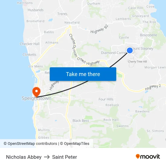 Nicholas Abbey to Saint Peter map