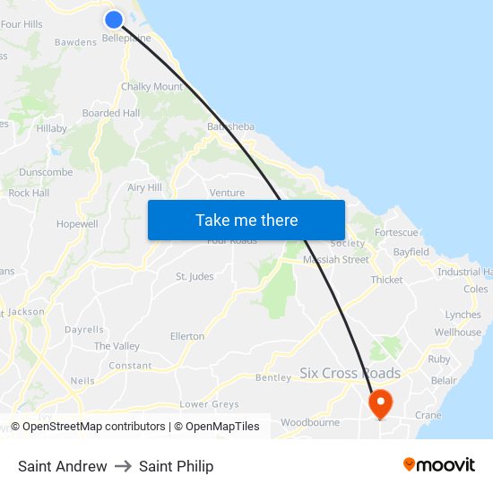Saint Andrew to Saint Philip map