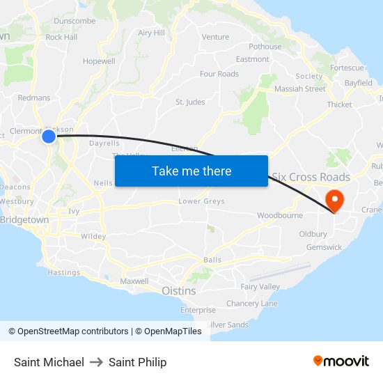 Saint Michael to Saint Philip map