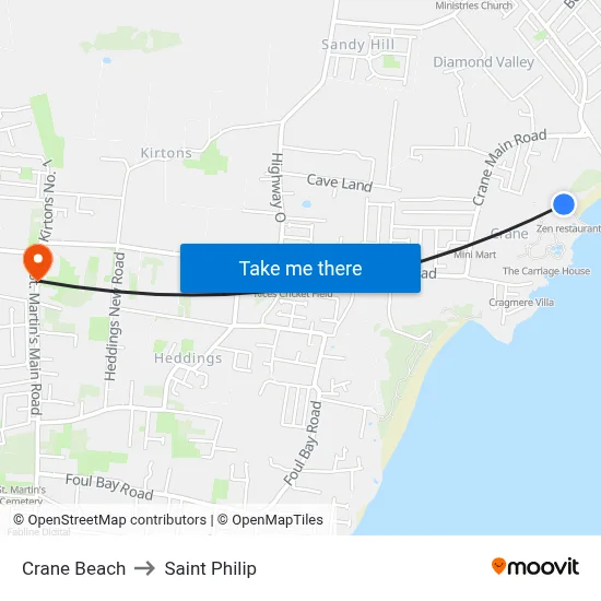Crane Beach to Saint Philip map