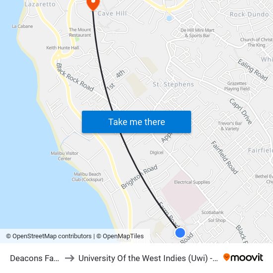 Deacons Farm - Ent to University Of the West Indies (Uwi) - Cave Hill Campus map