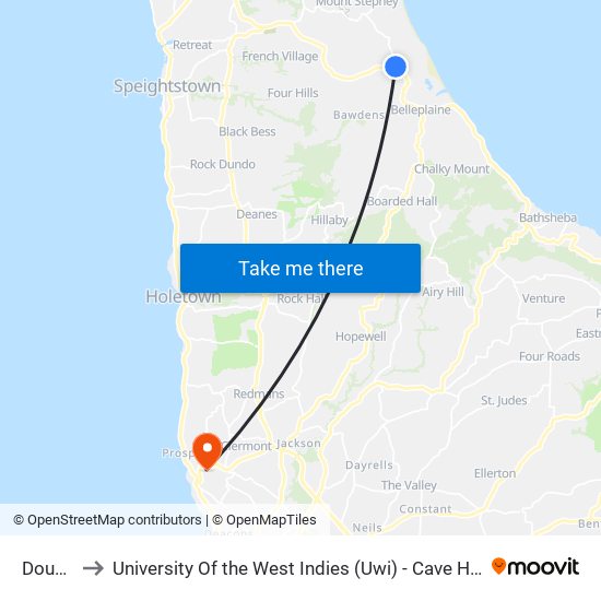 Douglin to University Of the West Indies (Uwi) - Cave Hill Campus map